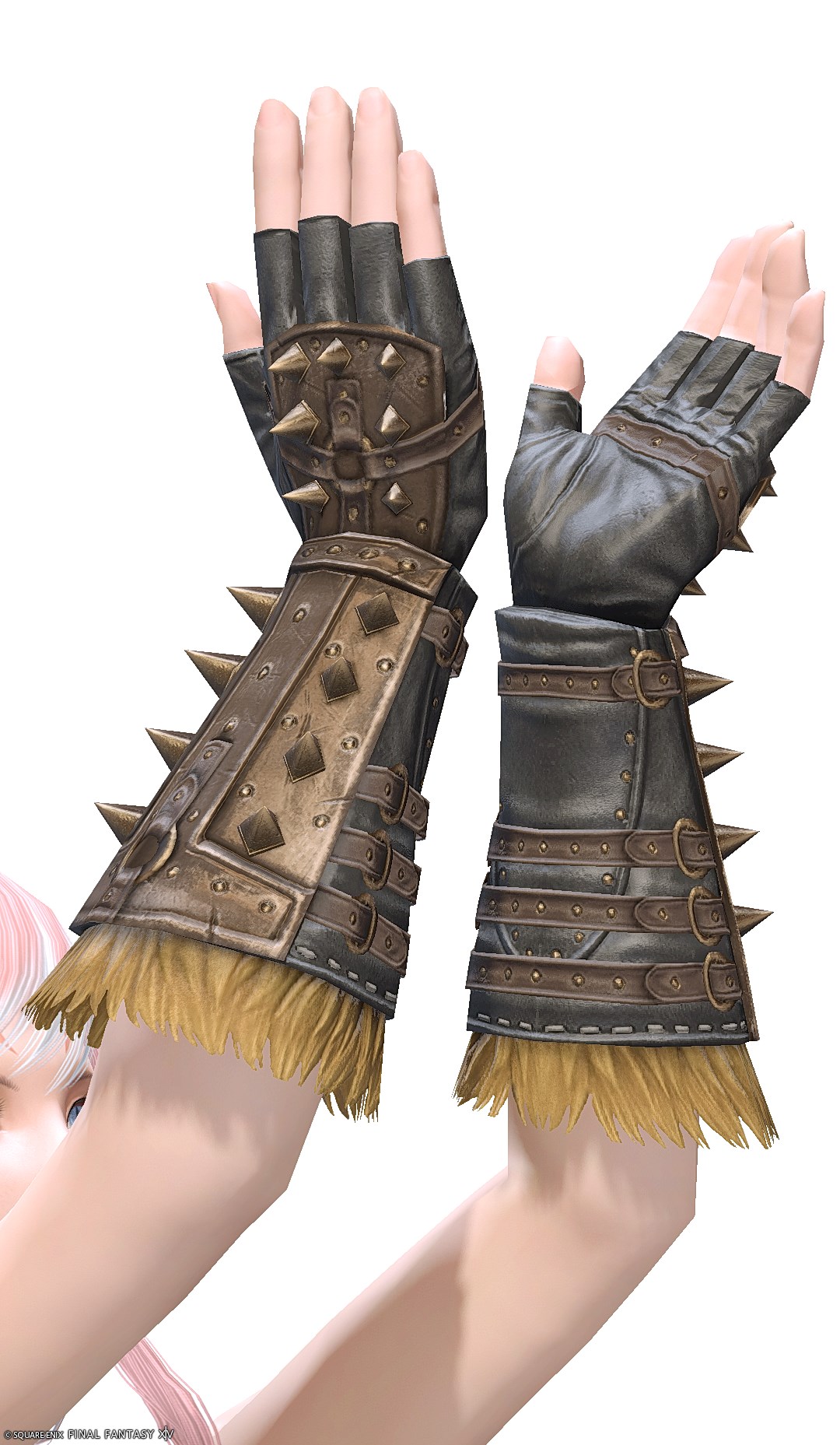 ゴールドチタン・スレイヤースパイクグローブ | FF14ミラプリ - Titanium Gold Spiked Gloves of Maiming - 手袋/フィンガレス