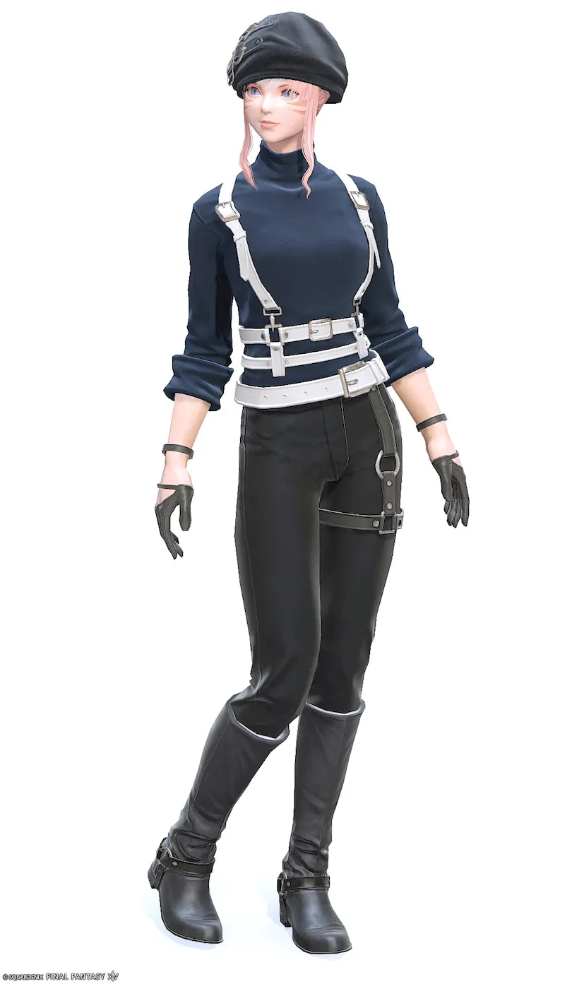 【FF14】ベルトレザー・コスチュームセット(トラウザータイプ)装備👗各種族での見た目・入手方法