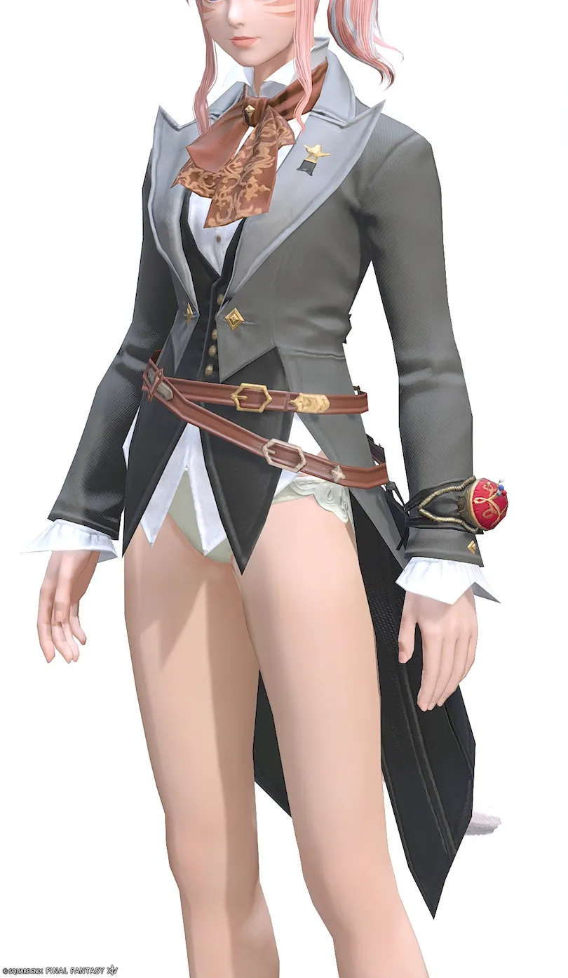 ミラプリ「ボルトフィーンド・コスチュームスワローテイル」装備ミコッテでの見た目紹介10