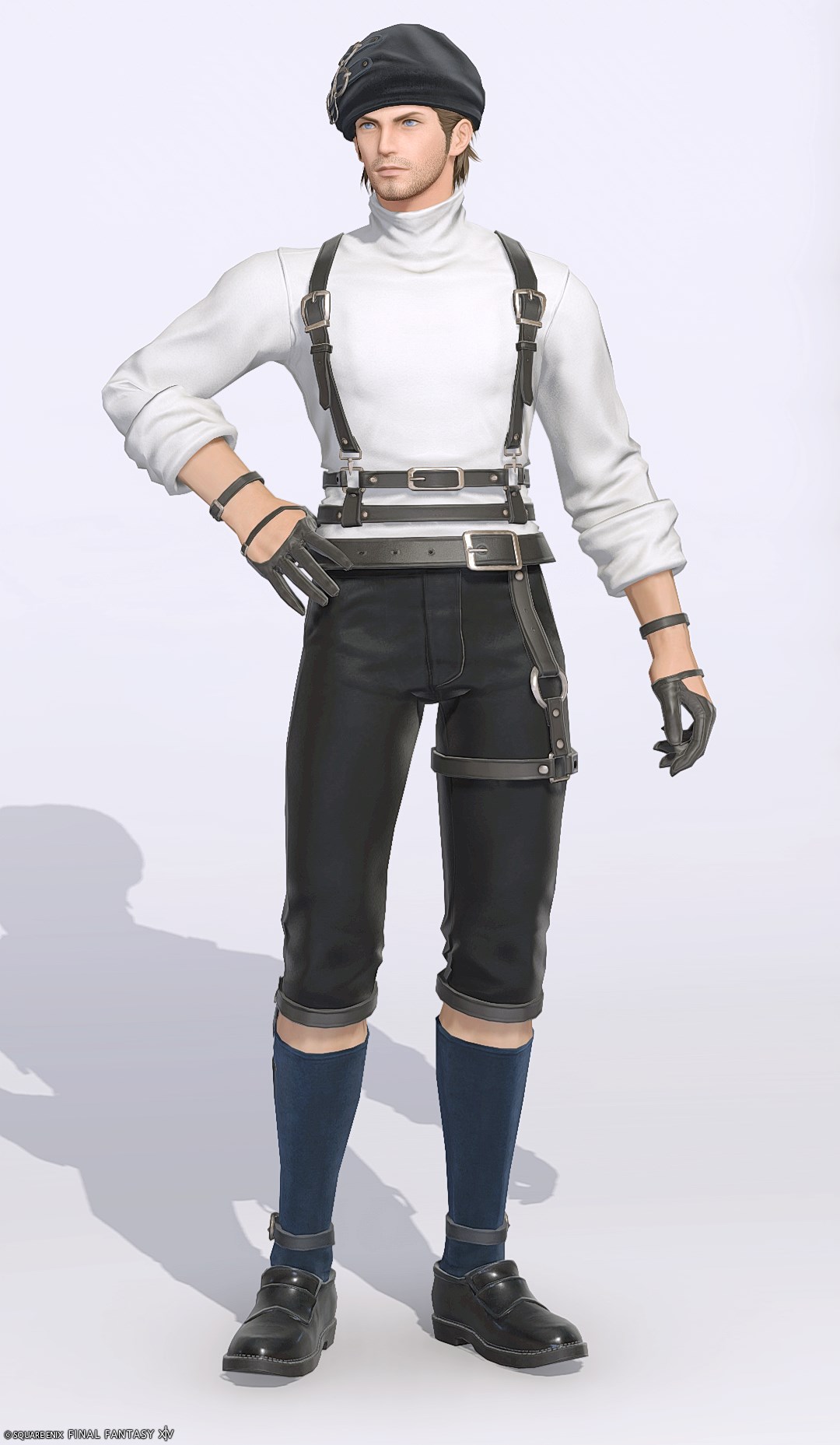 【FF14】ベルトレザー・コスチュームセット(クロップドパンツタイプ)装備👗各種族での見た目・入手方法