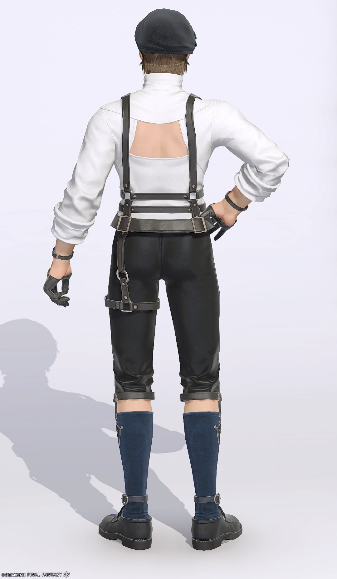 【FF14】ベルトレザー・コスチュームセット（クロップドパンツタイプ）装備👗各種族での見た目・入手方法